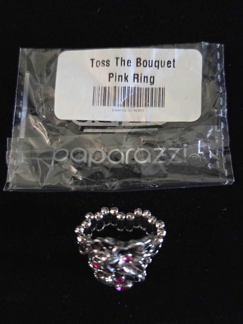 Paparazzi Silver Floral Ring with Pink Stones NWT